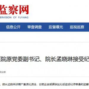 阜陽(yáng)市第五人民醫(yī)院原黨委副書(shū)記、院長(zhǎng)孟曉琳被查！